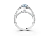 White gold Fancy Blue Oval  Cut Halo Pave Split Shank Prong Setting Ring_35