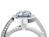 White gold Fancy Blue Oval  Cut Halo Pave Split Shank Prong Setting Ring_36