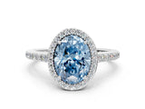 White gold Fancy Blue Oval Cut Halo Round Diamond Pavé Band with Four-Prong Setting_21