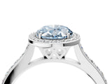White gold Fancy Blue Oval Cut Halo Round Diamond Pavé Band with Four-Prong Setting_25