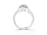 White gold Fancy Blue Oval Cut Halo Round Diamond Pavé Band with Four-Prong Setting_30