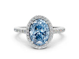 White gold Fancy Blue Oval Cut Halo Round Diamond Pavé Band with Four-Prong Setting_37