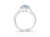 White gold Fancy Blue Oval Cut Halo Round Diamond Pavé Band with Four-Prong Setting_42