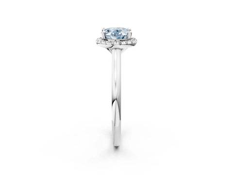 White gold Fancy Blue Oval Cut Halo Round Diamond Solitaire Engagement Ring with Pave Band and Four-Prong Setting_27