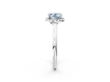 White gold Fancy Blue Oval Cut Halo Round Diamond Solitaire Engagement Ring with Pave Band and Four-Prong Setting_2