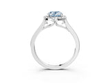 White gold Fancy Blue Oval Cut Halo Round Diamond Solitaire Ring with Pavé Band and Four-Prong Setting_3