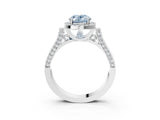 White gold Fancy Blue Oval Cut Halo Round Diamond Twist Band with Four-Prong Setting_27
