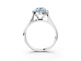 White gold Fancy Blue Oval  Cut Halo Solitaire Engagement Ring with Square Band and Four-Prong Setting_129