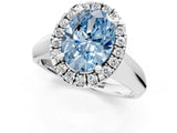 White gold Fancy Blue Oval  Cut Halo Solitaire Engagement Ring with Square Band and Four-Prong Setting_13