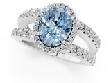 White gold Fancy Blue Oval  Cut Halo Split Shank Diamond Ring with Four-Prong Setting_64