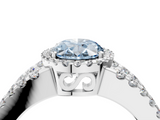 White gold Fancy Blue Oval  Cut Halo Split Shank Diamond Ring with Four-Prong Setting_66
