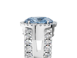 White gold Fancy Blue Oval  Cut Halo Split Shank Diamond Ring with Four-Prong Setting_67