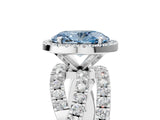 White gold Fancy Blue Oval  Cut Halo Split Shank Prong Setting Ring_29