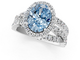 White gold Fancy Blue Oval  Cut Halo Split Shank Prong Setting Ring_62