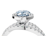 White gold Fancy Blue Oval  Cut Halo Split Shank Prong Setting Ring_65