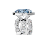 White gold Fancy Blue Oval  Cut Halo Split Shank Prong Setting Ring_66