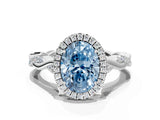 White gold Fancy Blue Oval Cut Halo Twist Band with Four-Prong Setting_72