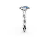 White gold Fancy Blue Oval  Cut Halo Twisted Band Four-Prong Ring_22