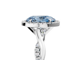 White gold Fancy Blue Oval  Cut Halo Twisted Band Four-Prong Ring_25
