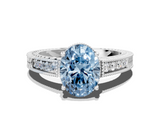 White gold Fancy Blue Oval  Cut Milgrain Channel Set Engagement Ring with Solitaire Prong Setting_79