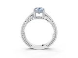 White gold Fancy Blue Oval  Cut Milgrain Channel Set Engagement Ring with Solitaire Prong Setting_83