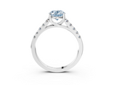 White gold Fancy Blue Oval  Cut Pavé Band Solitaire Ring with Four-Prong Setting_24