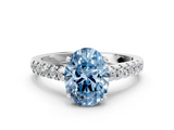 White gold Fancy Blue Oval  Cut Pavé Band Solitaire Ring with Four-Prong Setting_25