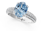 White gold Fancy Blue Oval  Cut Pave Diamond Engagement Ring with Channel Set Band and Four-Prong Setting_21