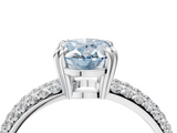 White gold Fancy Blue Oval  Cut Pave Diamond Engagement Ring with Channel Set Band and Four-Prong Setting_24