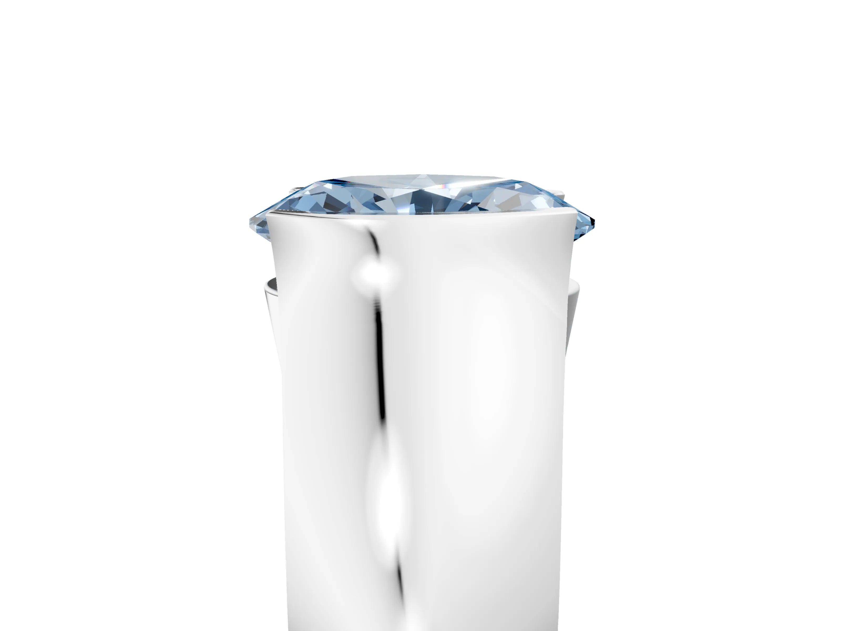 White gold Fancy Blue Oval Cut Solitaire Bezel Set Diamond Ring with Wide Band_17