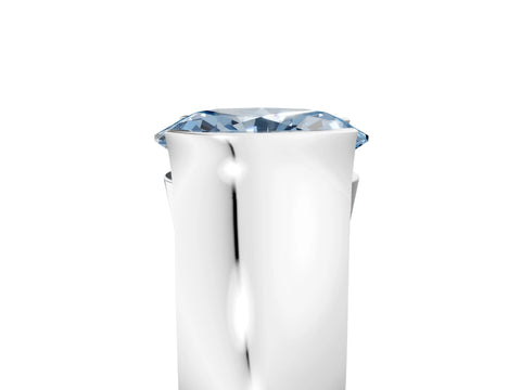White gold Fancy Blue Oval Cut Solitaire Bezel Set Diamond Ring with Wide Band_5