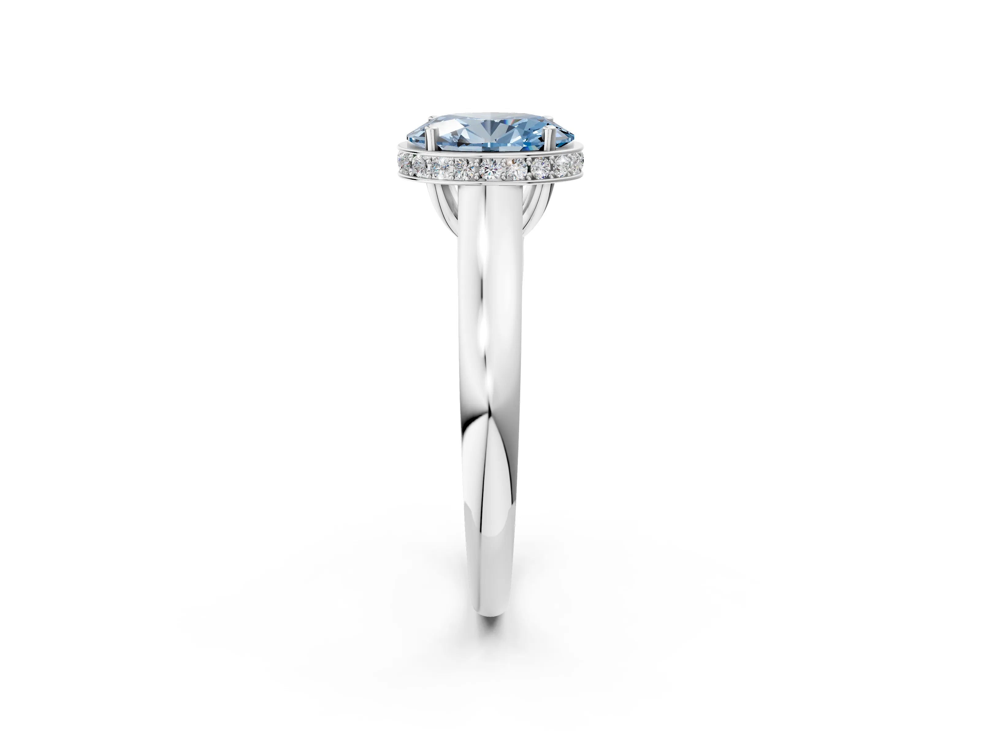 White gold Fancy Blue Oval Cut Solitaire Diamond Engagement Ring with Four-Prong Setting and Tapered Band_26