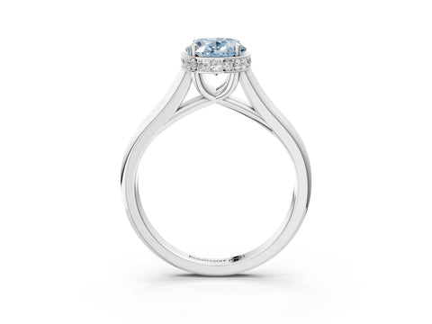 White gold Fancy Blue Oval Cut Solitaire Diamond Engagement Ring with Four-Prong Setting and Tapered Band_27