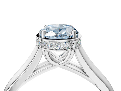 White gold Fancy Blue Oval Cut Solitaire Diamond Engagement Ring with Four-Prong Setting and Tapered Band_28