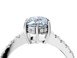 White gold Fancy Blue Oval Cut Solitaire Diamond Engagement Ring with Pavé Band and Six-Prong Setting_16