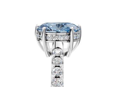 White gold Fancy Blue Oval Cut Solitaire Diamond Engagement Ring with Pavé Band and Six-Prong Setting_17