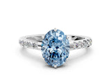 White gold Fancy Blue Oval Cut Solitaire Diamond Engagement Ring with Pavé Band and Six-Prong Setting_24