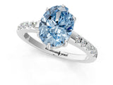 White gold Fancy Blue Oval Cut Solitaire Diamond Engagement Ring with Pavé Band and Six-Prong Setting_25