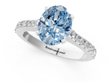 White gold Fancy Blue Oval  Cut Solitaire Diamond Engagement Ring with Pave Band and Four-Prong Setting_182