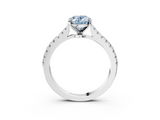 White gold Fancy Blue Oval  Cut Solitaire Diamond Engagement Ring with Pave Band and Four-Prong Setting_184