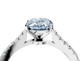 White gold Fancy Blue Oval  Cut Solitaire Diamond Engagement Ring with Pave Band and Four-Prong Setting_185