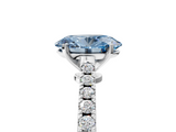 White gold Fancy Blue Oval  Cut Solitaire Diamond Engagement Ring with Pave Band and Four-Prong Setting_186