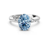White gold Fancy Blue Oval Cut Solitaire Diamond Engagement Ring with Twisted Pave Band and Four-Prong Setting_19