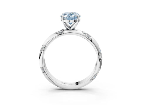 White gold Fancy Blue Oval Cut Solitaire Diamond Engagement Ring with Twisted Pave Band and Four-Prong Setting_22