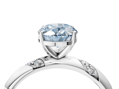 White gold Fancy Blue Oval Cut Solitaire Diamond Engagement Ring with Twisted Pave Band and Four-Prong Setting_23