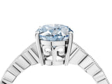 White gold Fancy Blue Oval Cut Solitaire Diamond Ring with Infinity Twist Band and Four-Prong Setting_4