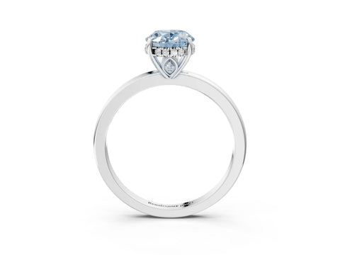 White gold Fancy Blue Oval Cut Solitaire Diamond Ring with Prong Setting and Plain Band_3