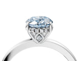 White gold Fancy Blue Oval Cut Solitaire Diamond Ring with Prong Setting and Plain Band_4