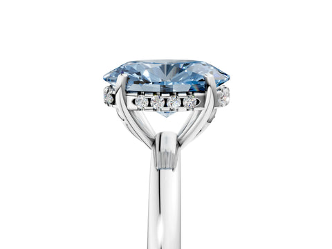 White gold Fancy Blue Oval Cut Solitaire Diamond Ring with Prong Setting and Plain Band_5