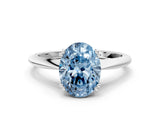 White gold Fancy Blue Oval Cut Solitaire Diamond Ring with Six-Prong Setting and Classic Band_264